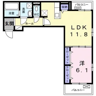 1LDKの間取り画像