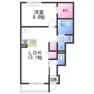 JIN/輝A棟【1階】の間取り