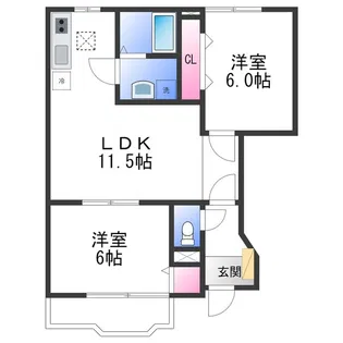 リバーサイドA館【1階】の間取り