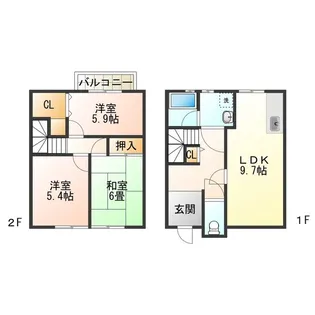 フジパレス忠岡B棟【1階】の間取り