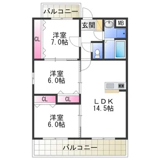 レーヴメゾン羽衣【2階】の間取り
