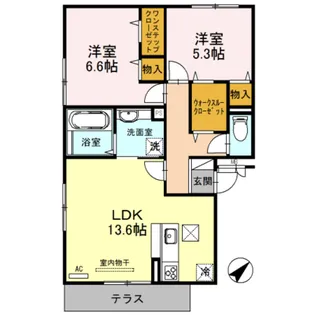 abcdマンション綾園【1階】の間取り