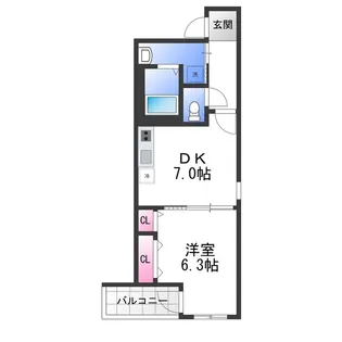 フジパレス春木駅北Ⅱ番館【1階】の間取り