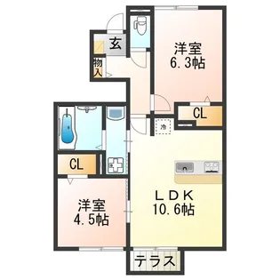 2LDKの間取り画像