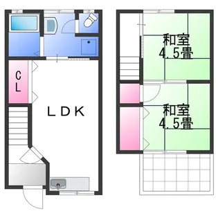 大阪府泉佐野市下瓦屋3丁目【テラスハウス】の間取り