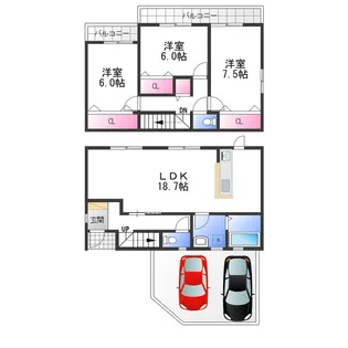 大阪府泉佐野市長滝【一戸建】の間取り