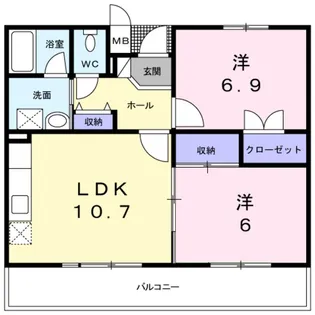 Fontana 久米田【2階】の間取り