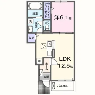 エルミタージュ泉ヶ丘1号館【1階】の間取り