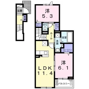 ケーズコート 鶴原Ⅲ【2階】の間取り