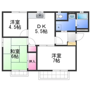 サンプレイス貝塚B棟【2階】の間取り