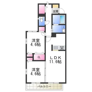 シャーメゾンからたち【2階】の間取り