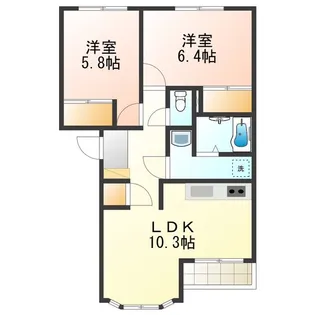 ソレイユB棟【2階】の間取り