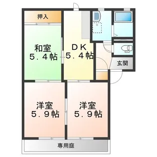 セントラルハイツB【1階】の間取り