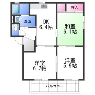 バリュージュ新家A棟【2階】の間取り