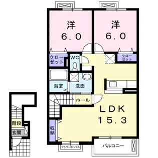 ホワイトハウスⅢ【2階】の間取り
