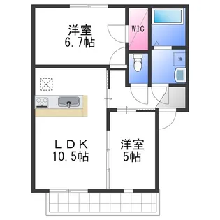 ミューズ二色B棟【1階】の間取り
