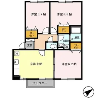 ラ・プリミエール城東A棟【2階】の間取り