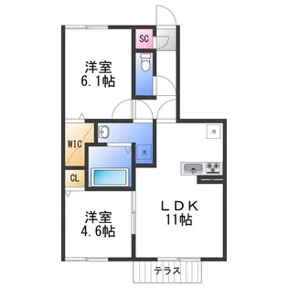 リミテッドB棟【1階】の間取り