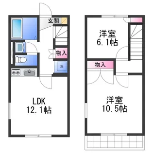 大阪府岸和田市中井町3丁目【テラスハウス】の間取り