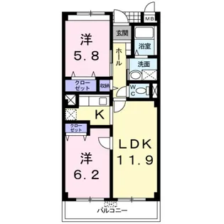 ロイヤルシティー泉南【2階】の間取り