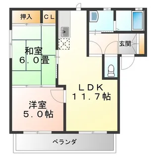 浅井ハイツA棟【1階】の間取り