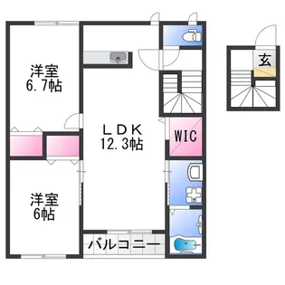 グランディール流木 B【2階】の間取り