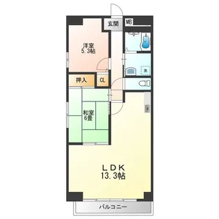 グレイスコート たちばな【3階】の間取り