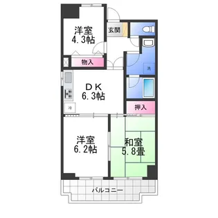 ライオンズマンション和泉上町【3階】の間取り