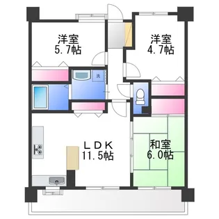 ジュネス泉佐野パセオ【6階】の間取り