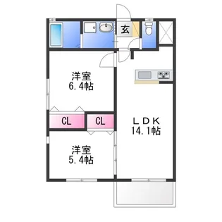 ハーベストコート伯太【1階】の間取り