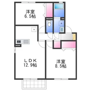 サニーサイドIZUMI A棟【1階】の間取り