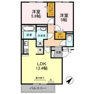 abcdマンション綾園【2階】の間取り
