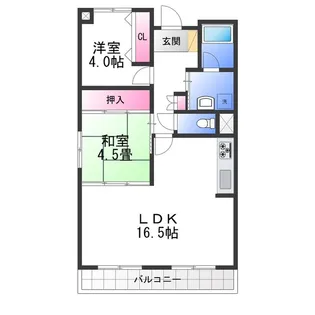 プリムローズ岸和田【4階】の間取り