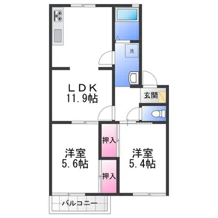パークサイド木下 A棟【2階】の間取り