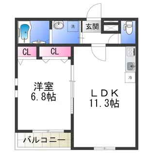 フジパレス泉大津Ⅱ番館【1階】の間取り