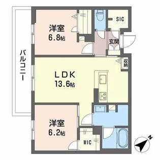 シャーメゾンビバーチェ東岸和田【3階】の間取り