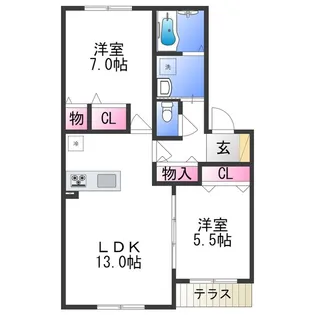 シャーメゾン小津【1階】の間取り