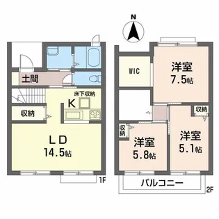 デルタ・ケーテイD【2階】の間取り