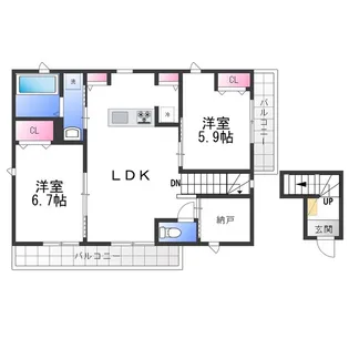 クインテット土生 D【2階】の間取り