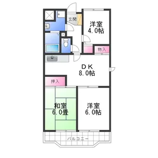 グランドール岸和田【3階】の間取り