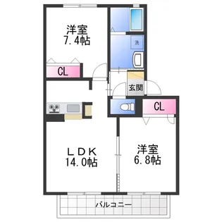 カーサKOYOMO【2階】の間取り