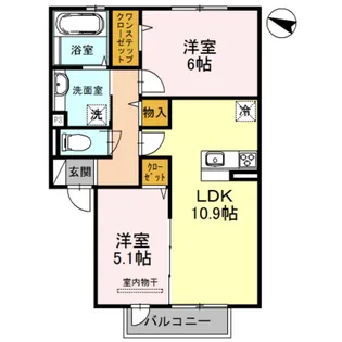 クレア B棟【1階】の間取り