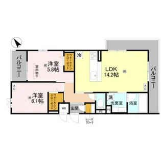 ブランノワール日根野【2階】の間取り