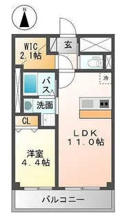 アヴァンス エバー 中三国ヶ丘【307号室】の間取り