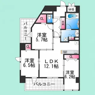 セイクレッド【3階】の間取り