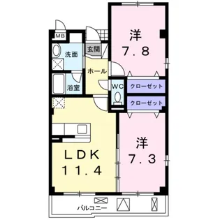 サンクレール北花田【301号室】の間取り