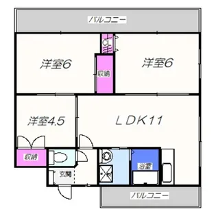 百舌鳥スクエアハイツ(モズスクエア)【4階】の間取り
