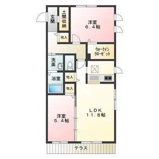 2LDKの間取り画像