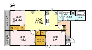 ラポール北三国ヶ丘【301号室】の間取り