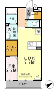 スカイコート津久野【1階】の間取り